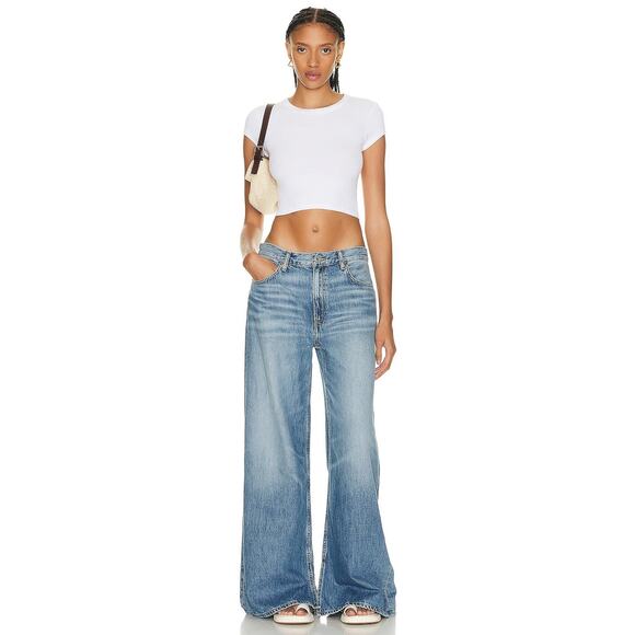 Re/Done Denim - Re/Done Originals Low Rider Loose Wide-Leg Baggy Jeans Denim Blue Size 26 NWT